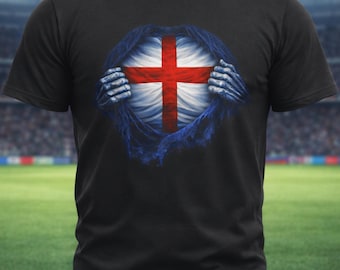 England Football Shirt, St George Cross England Flag Tee, England Soccer Fan Shirt, Three Lions Supporter Gift