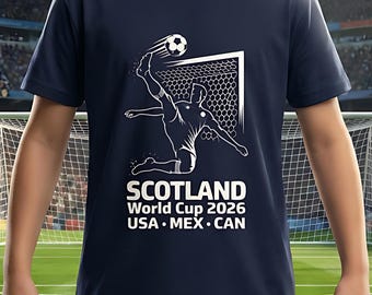 Kids Scotland World Cup 2026 Football T-Shirt, Youth Soccer Fan Tee, Scottish WC2026 Supporter Shirt for Boys & Girls
