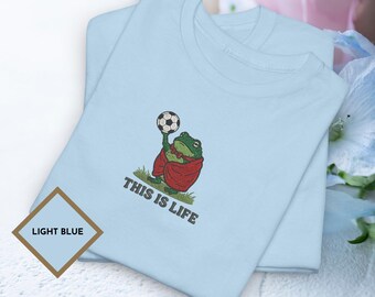 Kikker voetbalshirt, grappige Footy Fan Lovers Tee, This Is Life T-shirt, WK heren voetbal 2026 voetbal dier grafische top heren