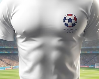 VM 2026 USA Fotbollsmärke Minimalistisk T-shirt, Topp med amerikansk flagga, USA Fotboll Supporter T-shirt, Herr Dam Fotbollströja