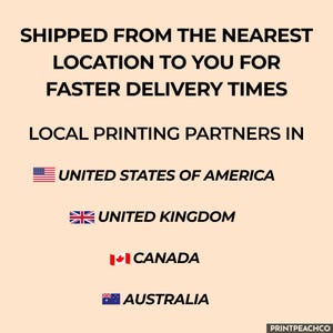 Shipping information card showing local printing partners and fast delivery locations.