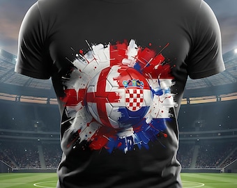 England vs Croatia Football Shirt, Paint Splash Soccer Ball T Shirt, England Fan Tee, World Cup 2026 Match Shirt, Football Supporter Gift