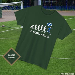 Scotland football shirt for Tartan Army fans with evolution graphic
