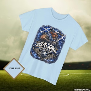 Light blue Scotland football fan shirt Mon Then Scotland design