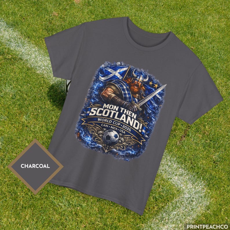 Charcoal Scotland football shirt Mon Then Scotland World Cup design