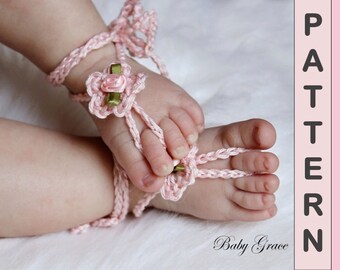 Cute Baby Barefoot Sandals Crochet PATTERN: Easy Tutorial for Toddler Beach  Footwear, Newborn Gift