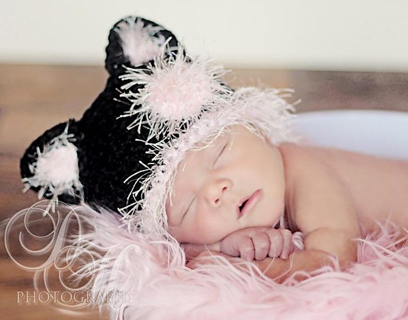 Crochet Cat Hat Pattern for Baby With Ears Newborn Animal Beanie Baby