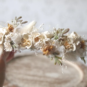 Newborn headband for Photography Newborn Halo Tieback Newborn Photo Prop Floral Crown Baby Floral Headband Newborn Props Flower Headpiece image 8