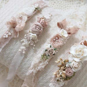 Newborn Headband for Photography Baby Headband Newborn Photo Prop Silk Lace Bow Tieback Floral Headband Photography Props Baby Shower Gift