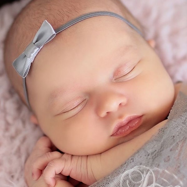 Newborn Headband, Newborn Girl Bow Headband, Newborn Photo Prop, Baby Girl Headband, Dainty Headband, Newborn Pink Headband, Newborn Bows