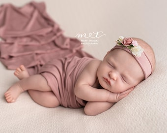 Newborn Prop Set, Newborn headband, Newborn wrap set, Tieback Flower headband, Newborn girl photo,Photography props,newborn photo prop