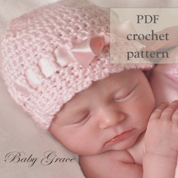 Baby Hat, Crochet Hat Pattern, Crochet Baby Pattern, Newborn Girl, Baby Shower Gift,Baby Hat,Newborn Bow Hat,Crochet Pattern,Crochet BabyHat