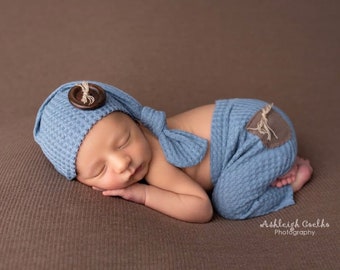 Newborn Boy Photo Outfit, Newborn Photo Prop, Newborn Photography, Photography Props, Newborn Props, Newborn Boy, Sleepy Hat, Photo Outfit,