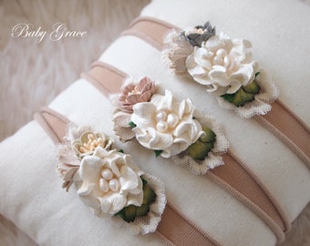 Newborn Headband, Newborn Photo Prop, Neutral Headbands, Newborn Photography, Headband, Newborn Headband and Wrap, Newborn Props Set