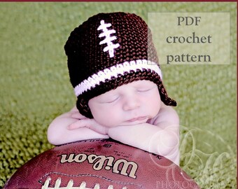 Baby Football Hat, Crochet PATTERN, Baby Shower Gift, Baby Boy, Football Hat, Baby Photo Prop, Newborn Hat, Easy Crochet Pattern