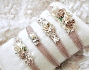 Neutral Headbands, Beige, Newborn Headband Set, Newborn Photo Prop, Newborn Headband, Newborn Props, Photography Props, Newborn Photography