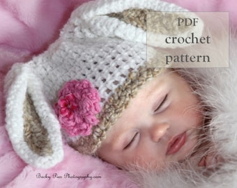 Easter Bunny Hat, Baby, Crochet Pattern, Bunny Hat Pattern, Newborn Bunny Hat, Crochet, Baby Bunny Hat Pattern, Newborn Photo Prop