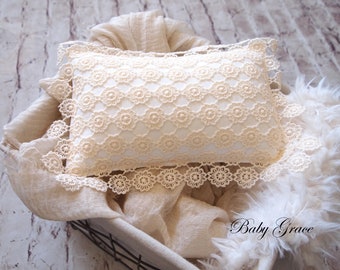 Newborn Pillow, Newborn Photo Prop,Mini Pillow, Newborn Photography, Newborn Props, lace pillow Newborn Girl Photo Prop, Basket Prop