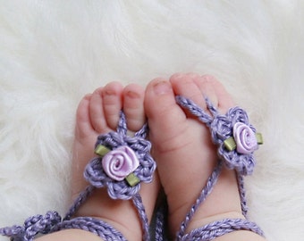 Buy Cute Baby Barefoot Sandals Crochet PATTERN: Easy Tutorial for