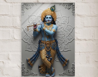 Lord Krishna Poster | Hindu Gott Wandkunst | Spirituelles Geschenk
