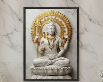 Impression d'art mural Lord Shiva |  Tableau Mahadev | Poster dieu hindou pour espace de méditation