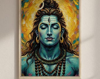 Shiva Meditation Framed Canvas Art | Hindu God Spiritual Decor