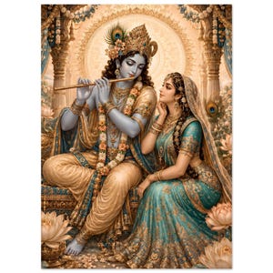 Radha Krishna Wall Art Print, Hindu God Krishna Poster, Indian Devotional Art, Spiritual Home Decor, Hindu Devotional Wall Art image 13