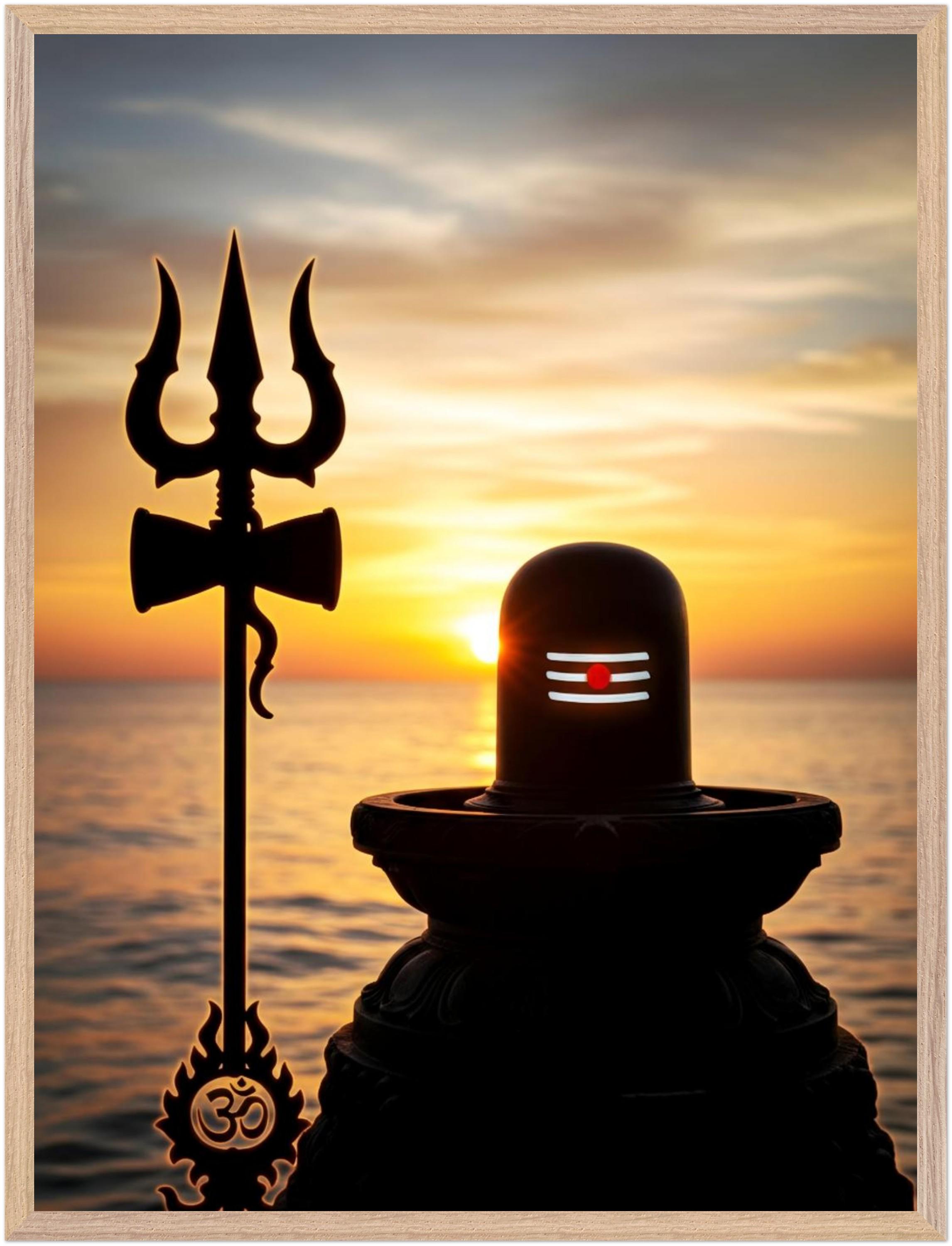 Shiva Lingam Sunset Poster, Trishul Hindu God Art - Etsy