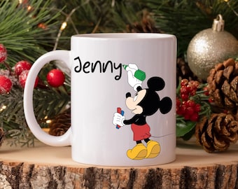 Mickey Custom Name Mug, Personalized Disney Mug, Holiday Gift, Coffee Lovers Gift, Mickey Mouse Mug, Disney Keepsake