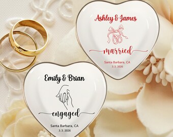 Custom Ring Dish, Personalized Wedding Ring Dish For Couple, Jewelry Tray, Engagement Gift, Gift For Bride
