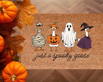 Just A Spooky Goose Doormat, Halloween Mat, Spooky Ducks Doormat