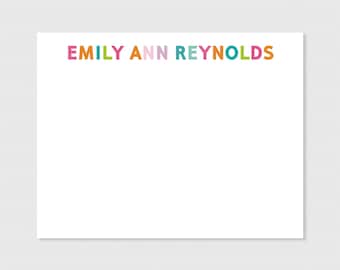Cheerful Name Personalized Stationery | Flat Note Cards | Custom Stationery Set | Cute Customized Notes | Kids Stationary