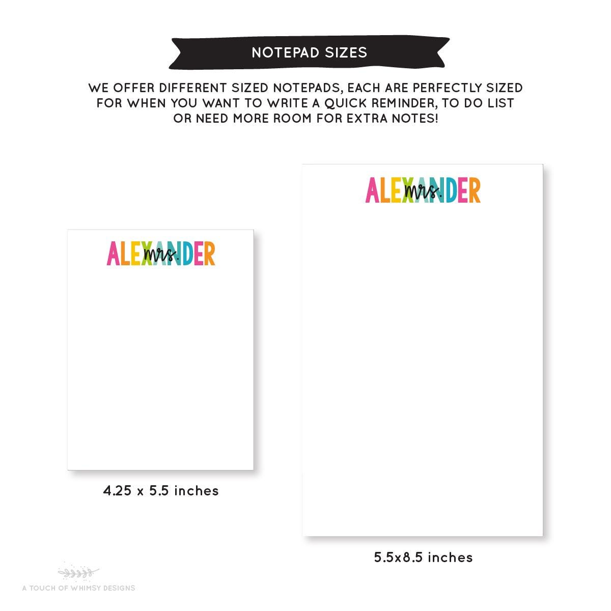 Personalized Teacher Notepad | Colorful Stationery, Back to School Gift ...