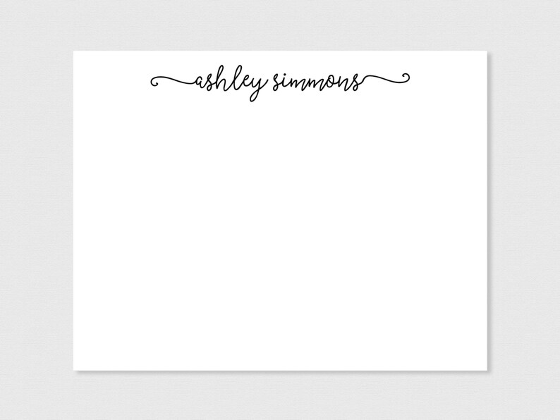 Personalized Stationery | Swash Name Flat Note Cards Set - Etsy