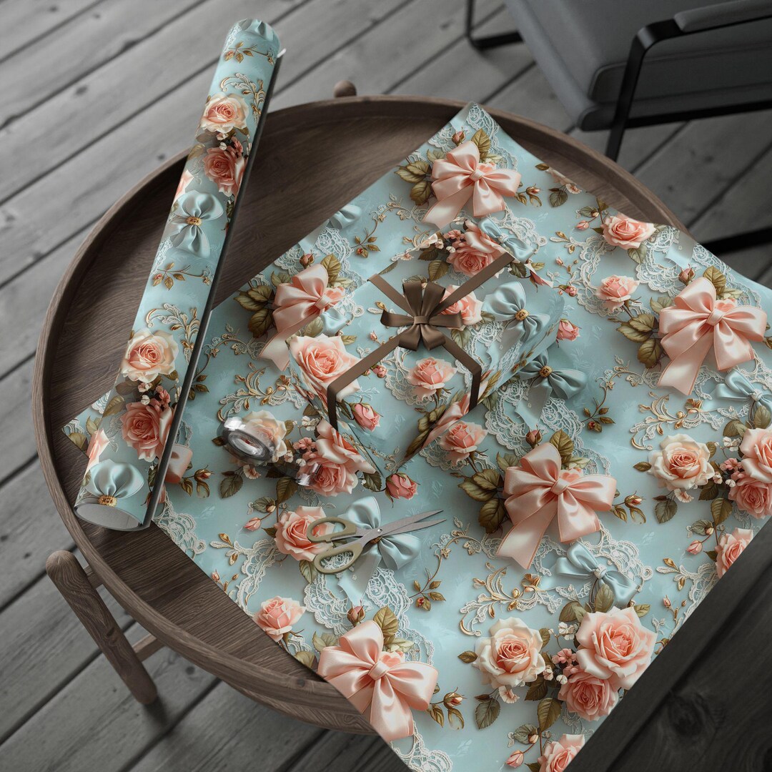 Old Roses Wrapperz Vintage Rose Lace Wrapping Paper | Floral Gift Wrap Roll - Etsy
