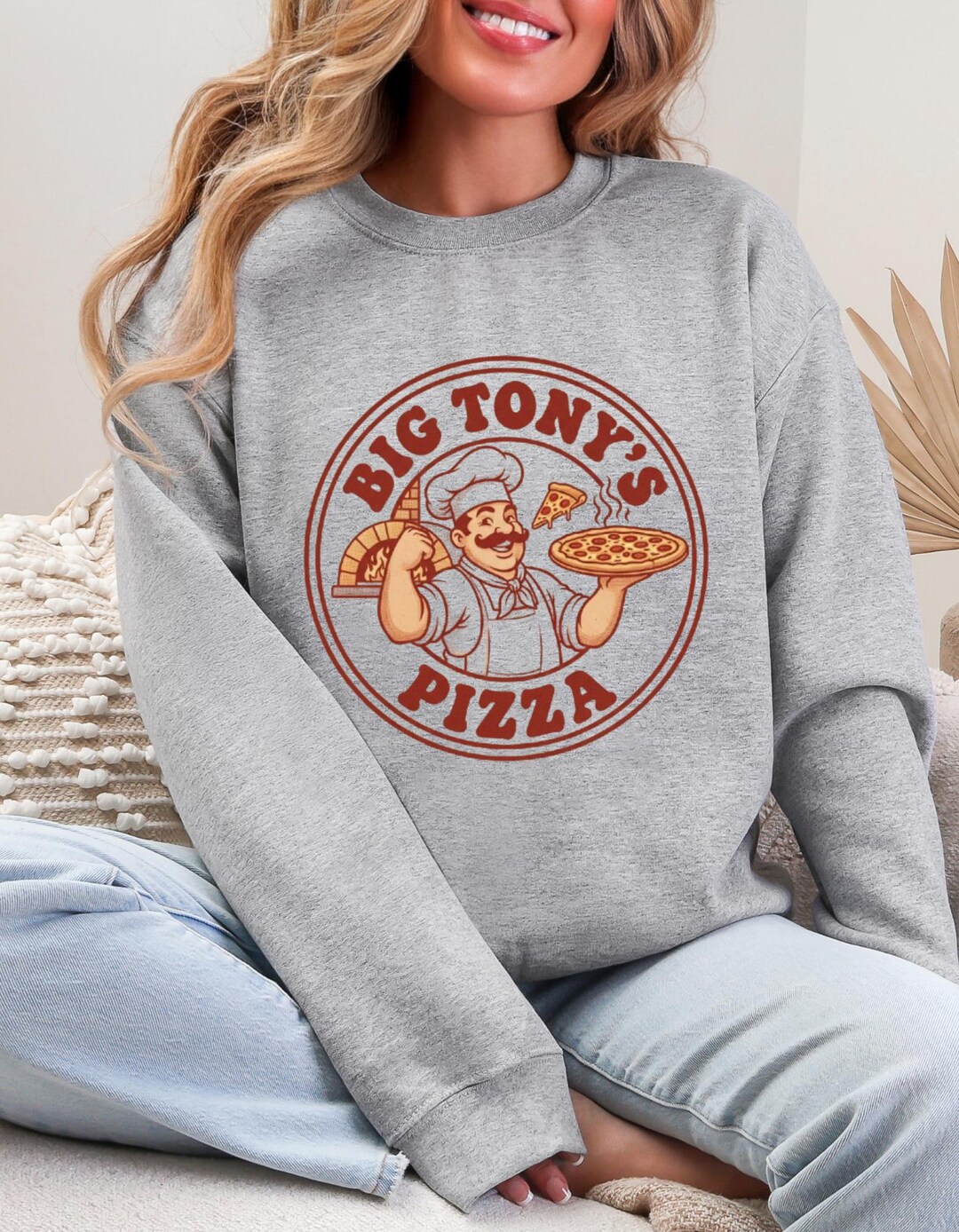 Big Tony's Pizza Chef Logo Crewneck | Comfort Food Sweatshirt - Etsy