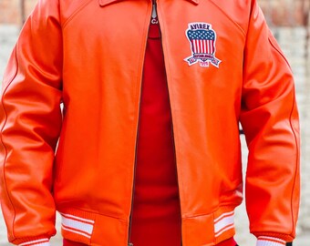 Men’s Vintage Avirex Icon Orange Leather Coat