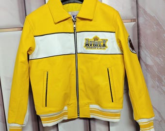 Avirex AVIATOR King 75 bomberjack geel rundleer herenjack