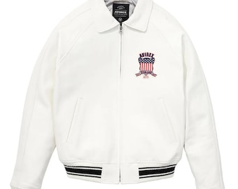 Avirex Icon White Leather Jacket for Men | Classic Streetwear Style