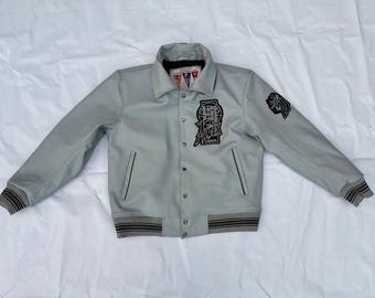 NUEVA chaqueta de cuero con dragón gris AVIREX