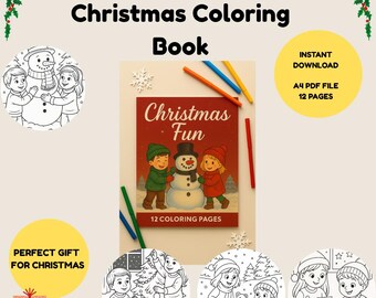 Disegni da colorare di Natale per bambini / 12 fogli stampabili per le feste (download digitale)