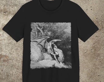 Lucifer Graphic Tee, Gustave Doré Paradise Lost Print, Unisex Occult Top