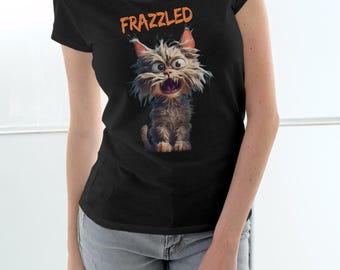 Funny Frazzled Cat T-Shirt, Stressed Women's Soft Tee