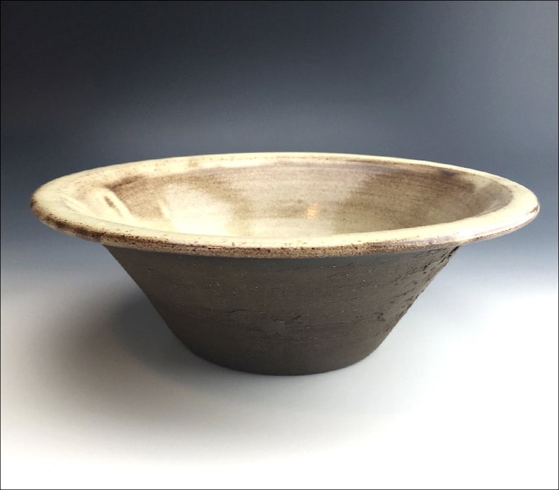 rough outer walls serving bowl primitive bread kneading bowl creamy shino only one made pottery bread dough bowl rustic PANCHEON BOWL