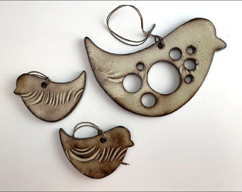 stoneware BIRD ORNAMENT | hang in windows, walls, mobile, add-on gift, creamy ivory glaze