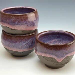 CYPRESS TEACUP | pink purple lavender tea bowl, soup, dipping sauce, leafy textural, 8oz