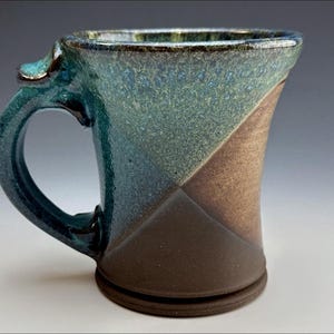 LE blue-green MUG | earthy heavy organic mug, handmade, limited edition, mountain cross and sea colors, coffee lover gift
