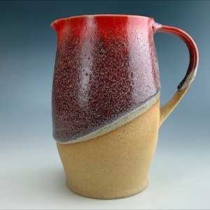 lg renaissance RED PITCHER VASE | milk water pitcher, slender elegant shape, midnight merlot glaze, festive wine burgundy, margarita pitcher