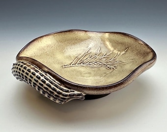ivory CYPRESS WAVE BOWL | ring jewelry dish, leaf texture, for coins keys snacks