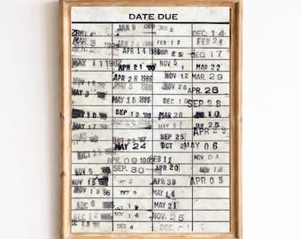 Vintage Bibliothek Kartendruck | Buchliebhaber Poster (Digitaler Download) | Retro Bücherwurm Geschenk Antik
